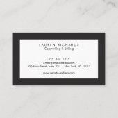 Professionelle Luxus schwarzweisse Visitenkarte (Rückseite)
