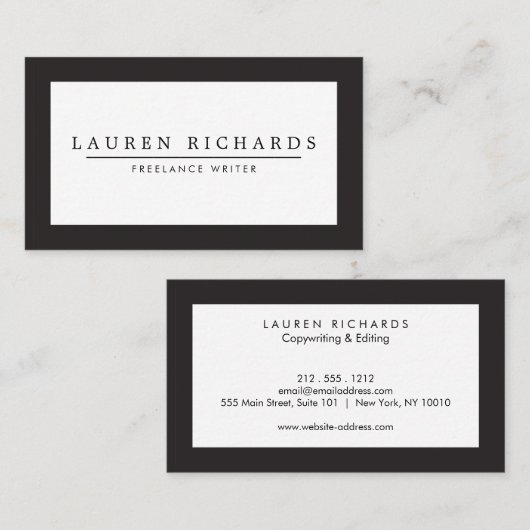 Professionelle Luxus schwarzweisse Visitenkarte (Vorne/Hinten)