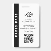 Professionelle Media-Pass-Foto-ID-QR-Code Ausweis (Rückseite)