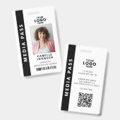 Professionelle Medien-Pass-Foto-ID-QR-Code Ausweis (Vorder- & Rückseite)