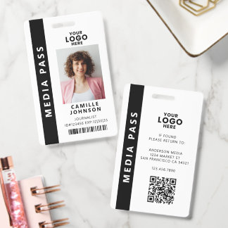 Professionelle Medien-Pass-Foto-ID-QR-Code Ausweis