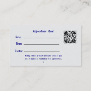 Professionelle medizinische Terminkarte mit QR-Cod Visitenkarte
