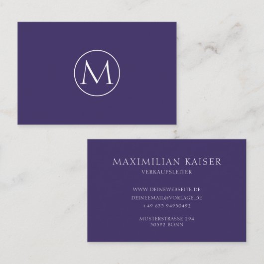 Professionelle Minimal Monogramm Visitenkarte (Vorne/Hinten)