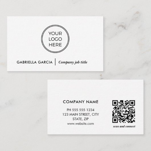 Professionelle Minimale QR-Code-Logo Visitenkarte (Vorne/Hinten)