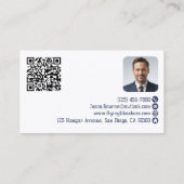 Professionelle Mitarbeiter-Foto-QR-Code Blau Luftf Visitenkarte (Rückseite)
