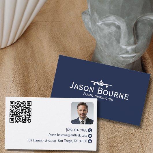 Professionelle Mitarbeiter-Foto-QR-Code Blaue Luft Visitenkarte