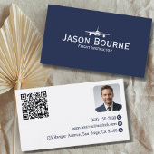 Professionelle Mitarbeiter-Foto-QR-Code Blaue Luft Visitenkarte