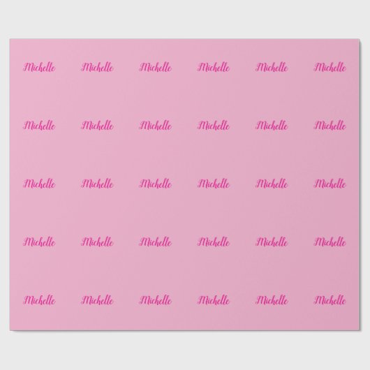 Professionelle moderne Handschrift Name rosa weiß Geschenkpapier (Flach)