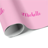 Professionelle moderne Handschrift Name rosa weiß Geschenkpapier (Rolleneckpunkt)