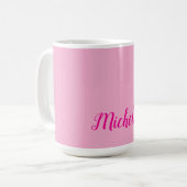 Professionelle moderne Handschrift Name rosa weiß Kaffeetasse (Vorderseite Links)