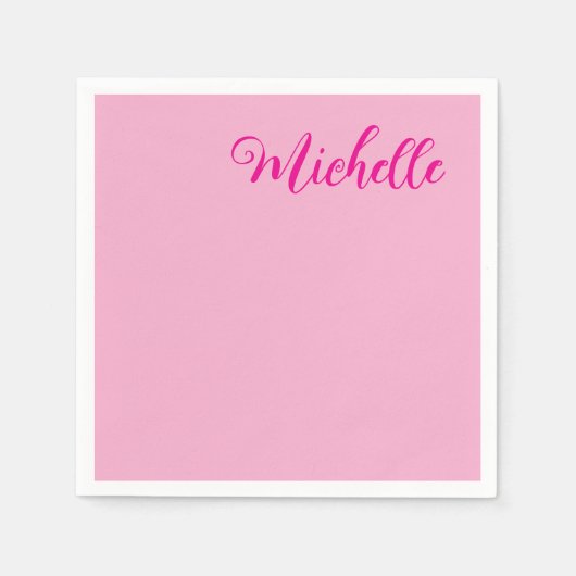 Professionelle moderne Handschrift Name rosa weiß Serviette (Vorderseite)