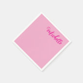 Professionelle moderne Handschrift Name rosa weiß Serviette (Ecke)