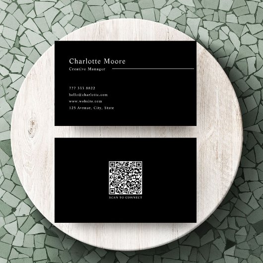 Professionelle moderne QR-Code Schwarz-Weiß Visitenkarte