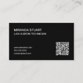 Professionelle moderne Script Wimpern- und Augenbr Visitenkarte (Rückseite)