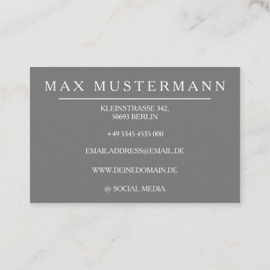 Professionelle Monogram Modern | Grau Visitenkarte (Rückseite)