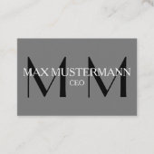 Professionelle Monogram Modern | Grau Visitenkarte (Vorderseite)