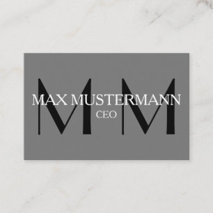 Professionelle Monogram Modern Grau Visitenkarte