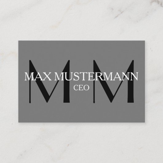 Professionelle Monogram Modern | Grau Visitenkarte (Vorderseite)