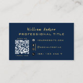 Professionelle Monogramm Blau Gold Visitenkarte (Rückseite)
