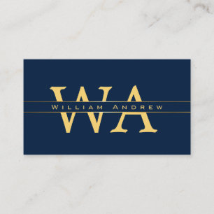 Professionelle Monogramm Blau Gold Visitenkarte