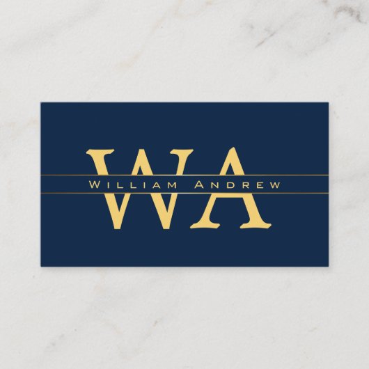 Professionelle Monogramm Blau Gold Visitenkarte (Vorderseite)