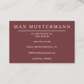 Professionelle Monogramm Modern | Weinrot Visitenkarte (Rückseite)
