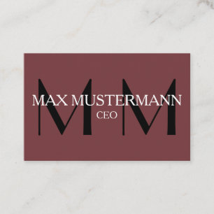 Professionelle Monogramm Modern   Weinrot Visitenkarte