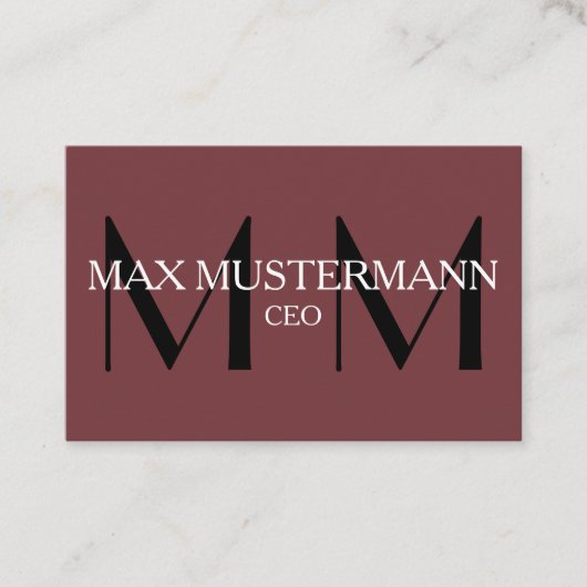 Professionelle Monogramm Modern | Weinrot Visitenkarte (Vorderseite)