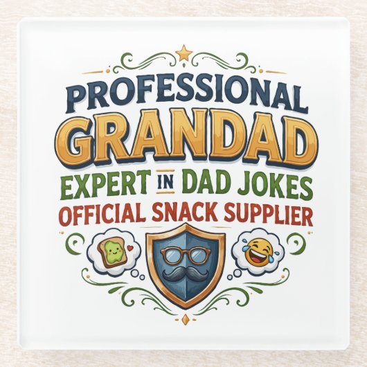 Professionelle Opa-Väter-Witze & Snacks Glasuntersetzer (Vorderseite)
