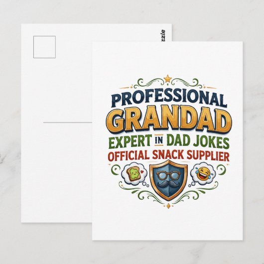 Professionelle Opa-Väter-Witze & Snacks Postkarte (Vorne/Hinten)
