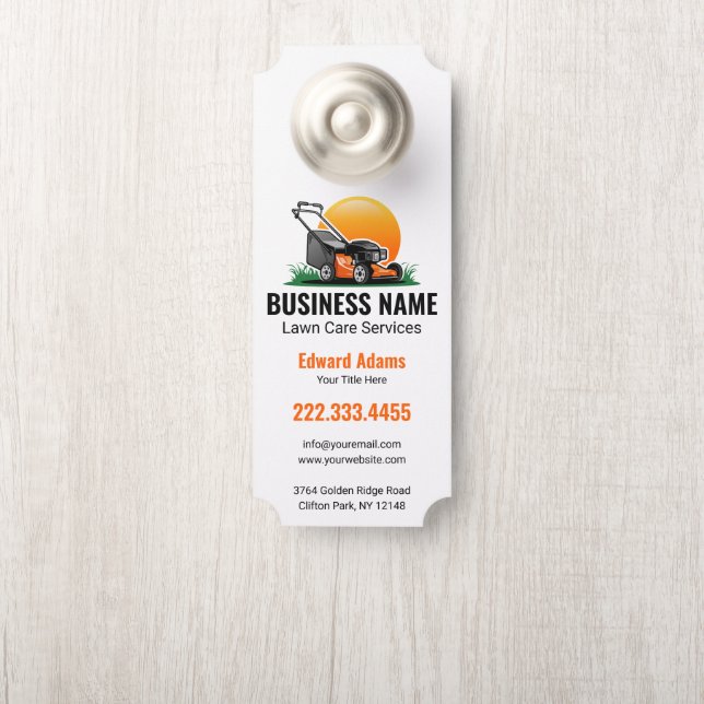 Professionelle Orange Rasenmäher Gartenpflege Türanhänger (Auf Knauf)