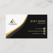 Professionelle QR-Code elegante schwarze Gold Pilo Visitenkarte (Vorderseite)