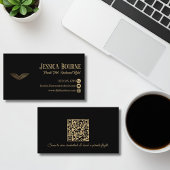 Professionelle QR-Code elegante schwarze Gold-Pilo Visitenkarte