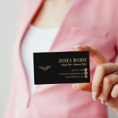 Professionelle QR-Code elegante schwarze Gold-Pilo Visitenkarte