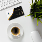 Professionelle QR-Code elegante schwarze Gold Pilo Visitenkarte