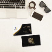 Professionelle QR-Code elegante schwarze Gold Pilo Visitenkarte