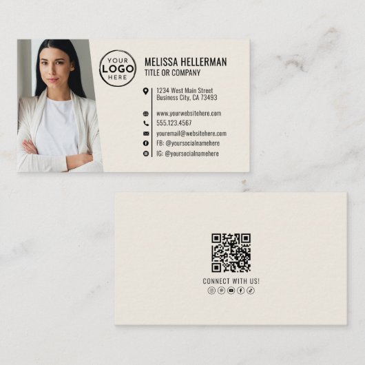 Professionelle QR-Code-Foto Ihr Logo Visitenkarte (Vorne/Hinten)
