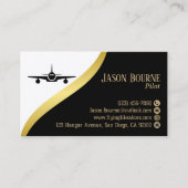 Professionelle QR-Code Schwarz Gold Pilot Minimali Visitenkarte (Vorderseite)