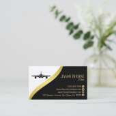 Professionelle QR-Code Schwarz Gold Pilot Minimali Visitenkarte (Stehend Vorderseite)
