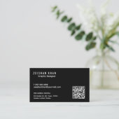 Professionelle QR-Code-Schwarze klassische Visiten Visitenkarte (Stehend Vorderseite)