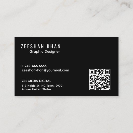 Professionelle QR-Code-Schwarze klassische Visiten Visitenkarte (Vorderseite)