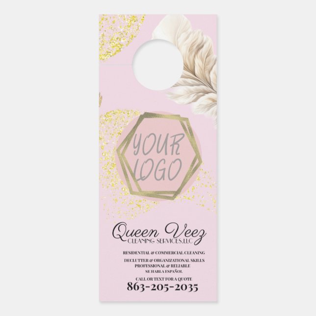 Professionelle Reinigungsdienstleistungen Damenhaf Türanhänger (Vorderseite)