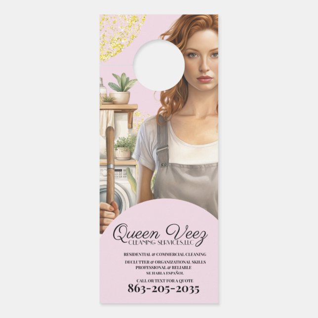 Professionelle Reinigungsdienstleistungen Rosa Mäd Türanhänger (Vorderseite)