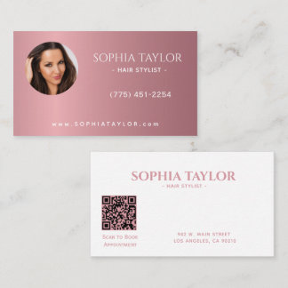 Professionelle Roségold-Foto-QR-Code-Friseurkarte Visitenkarte