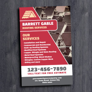 Professionelle rote Dachdecker-Dienstleistungen Flyer