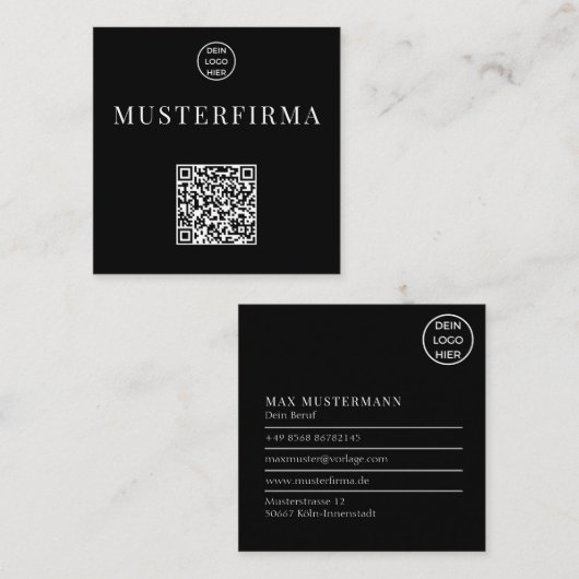 Professionelle Schwarz Weiße QR Code Visitenkarte (Vorne/Hinten)