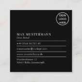 Professionelle Schwarz Weiße QR Code Visitenkarte (Rückseite)