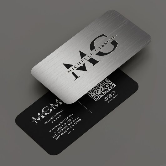 Professionelle schwarze graue Monogramm-Initialen Visitenkarte
