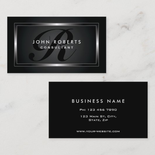 Professionelle Schwarze Monogramm Visitenkarte (Vorne/Hinten)