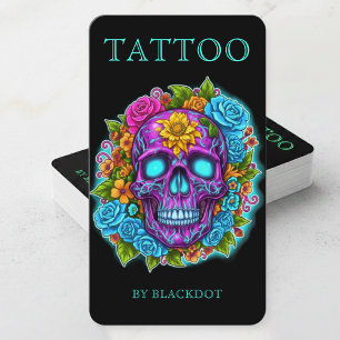 Professionelle Tätowierer Tattoo-Künstler Floraler Visitenkarte